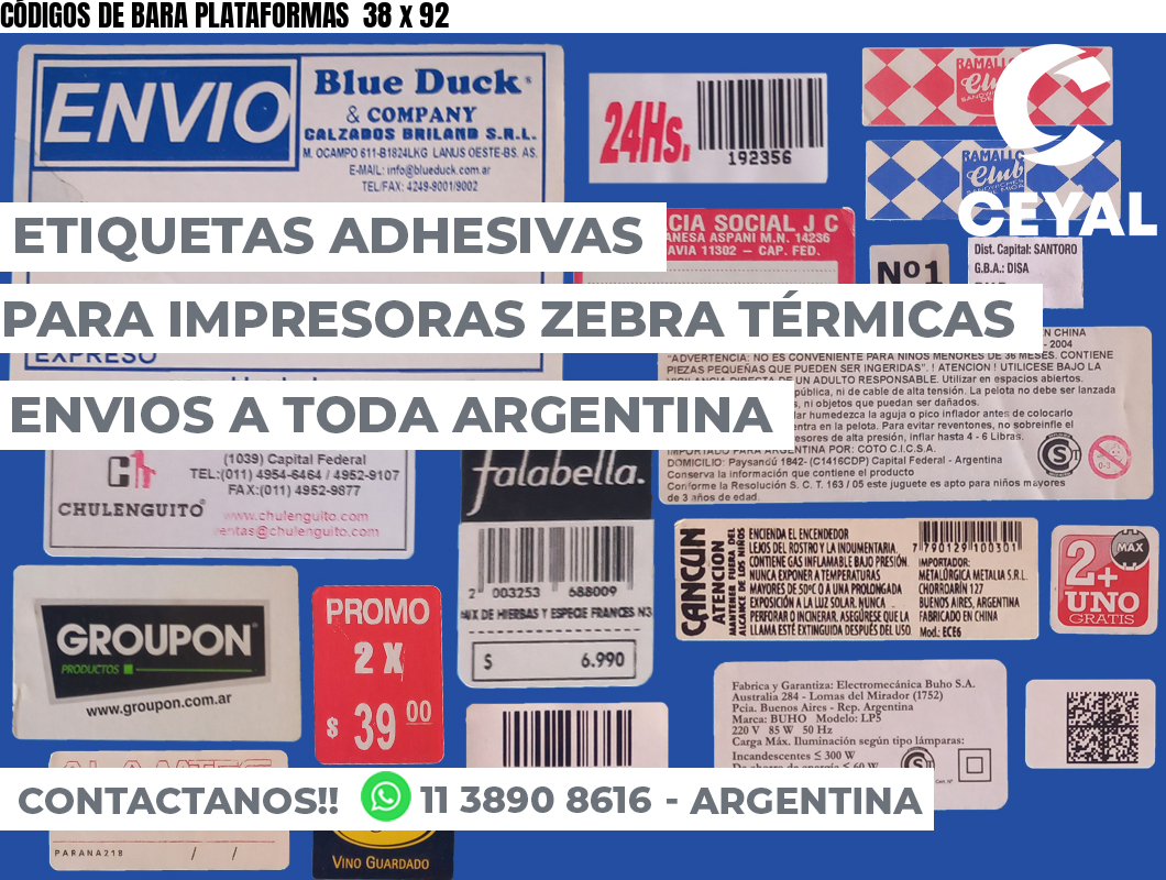 CÓDIGOS DE BARA PLATAFORMAS  38 x 92