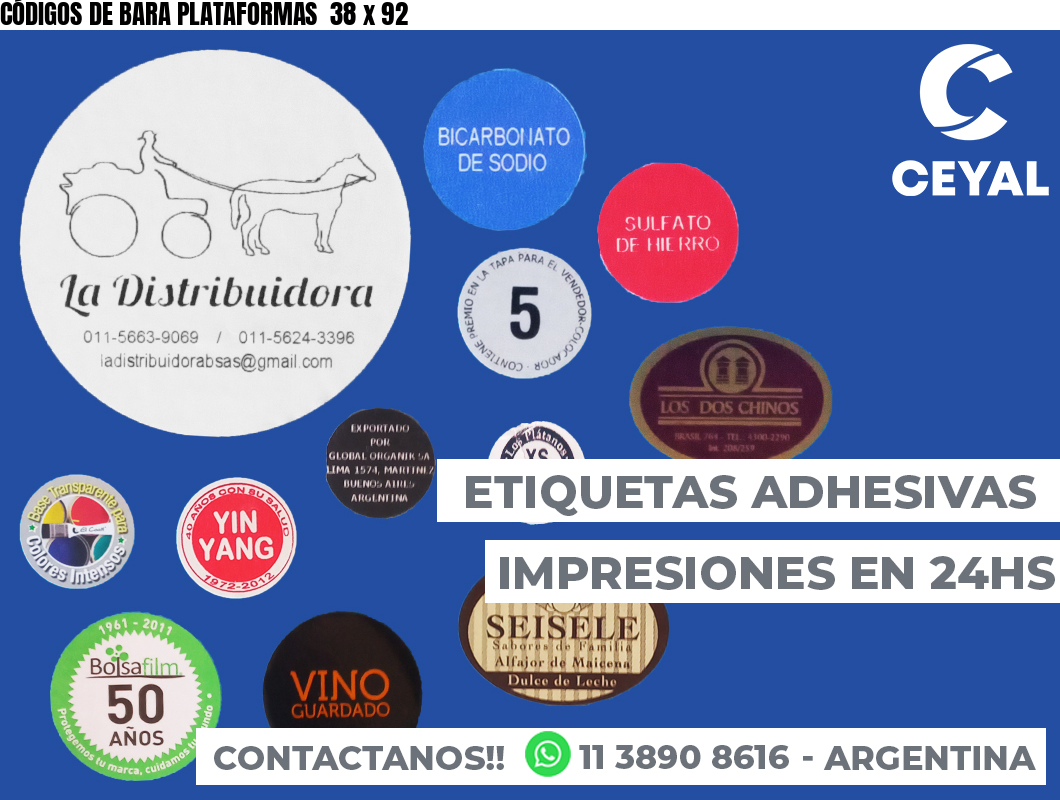 CÓDIGOS DE BARA PLATAFORMAS  38 x 92