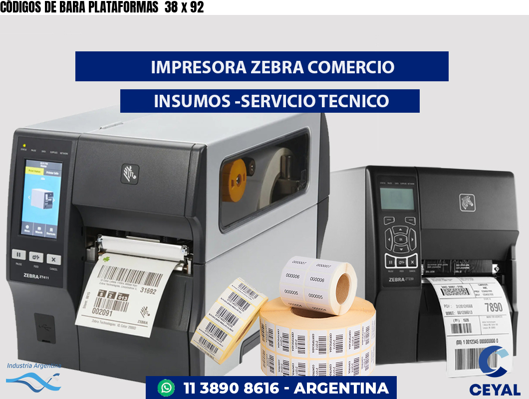 CÓDIGOS DE BARA PLATAFORMAS  38 x 92