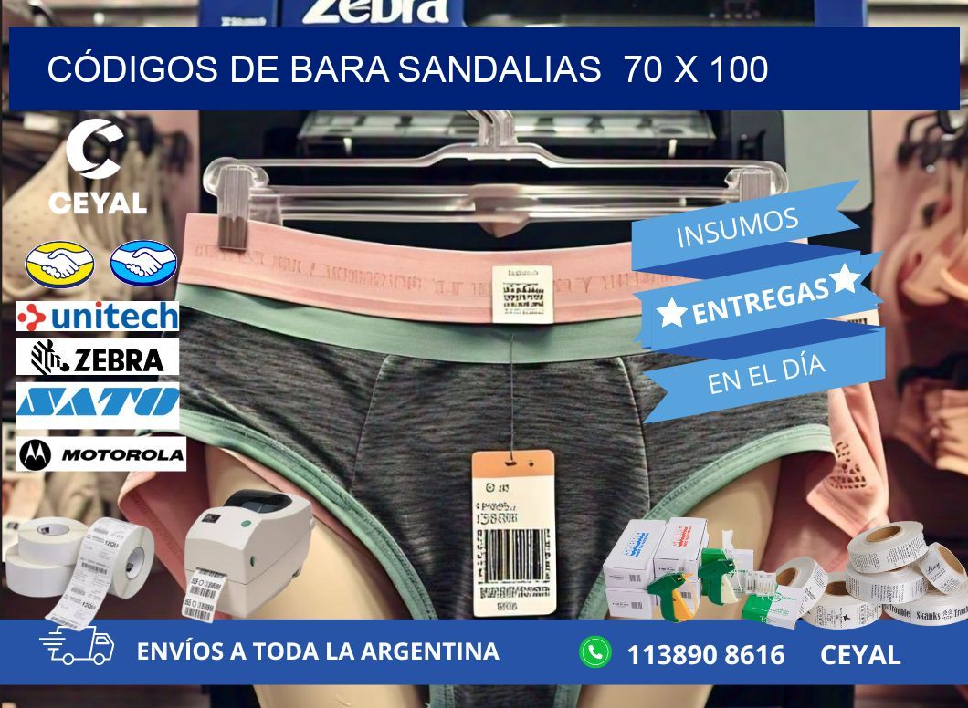 CÓDIGOS DE BARA SANDALIAS  70 x 100