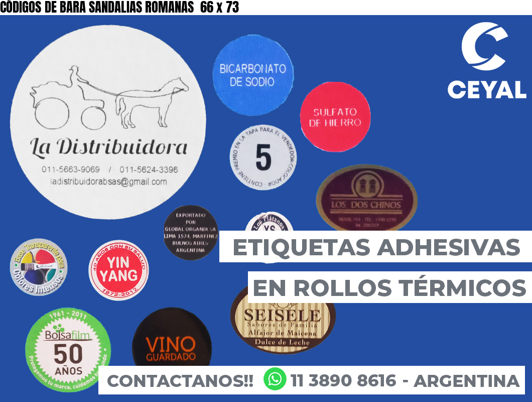 CÓDIGOS DE BARA SANDALIAS ROMANAS  66 x 73