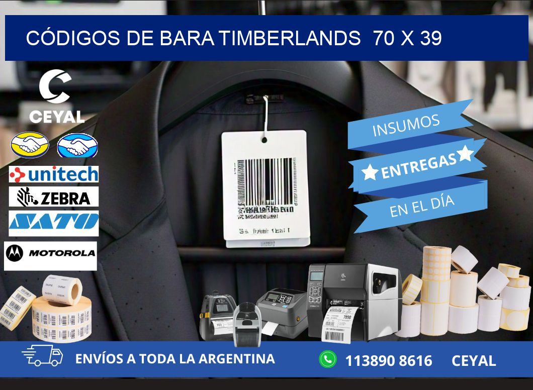 CÓDIGOS DE BARA TIMBERLANDS  70 x 39