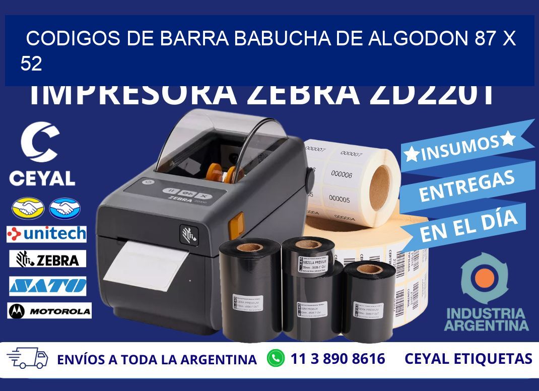 CODIGOS DE BARRA BABUCHA DE ALGODON 87 x 52