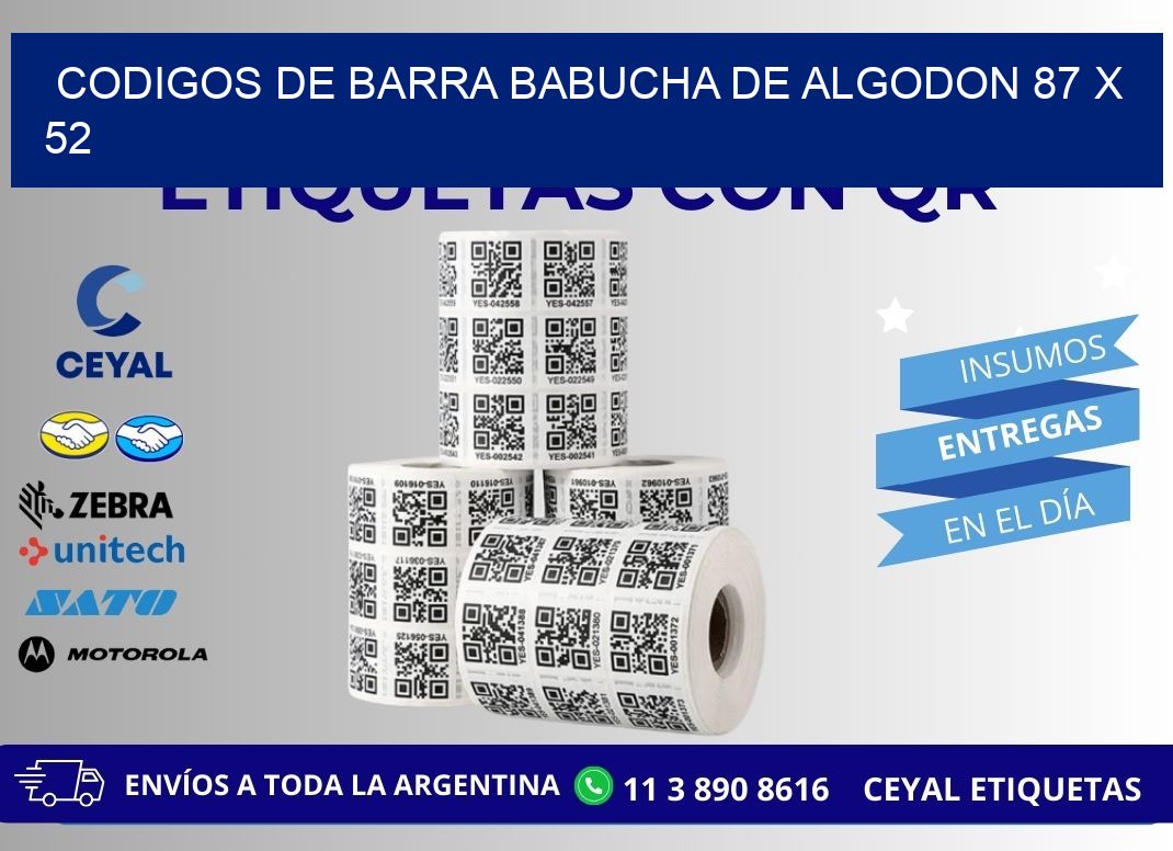 CODIGOS DE BARRA BABUCHA DE ALGODON 87 x 52