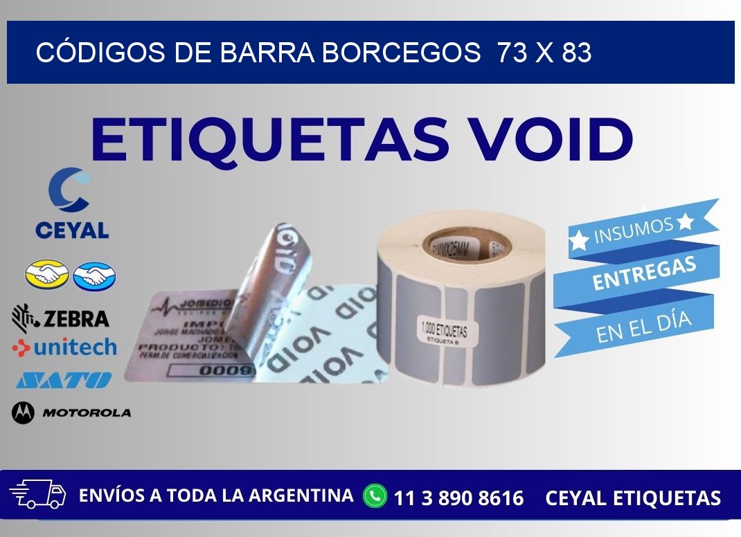 CÓDIGOS DE BARRA BORCEGOS  73 x 83