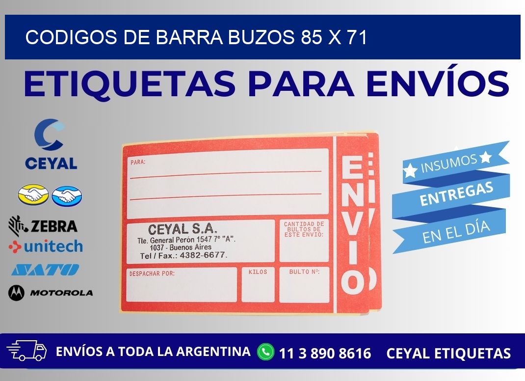 CODIGOS DE BARRA BUZOS 85 x 71