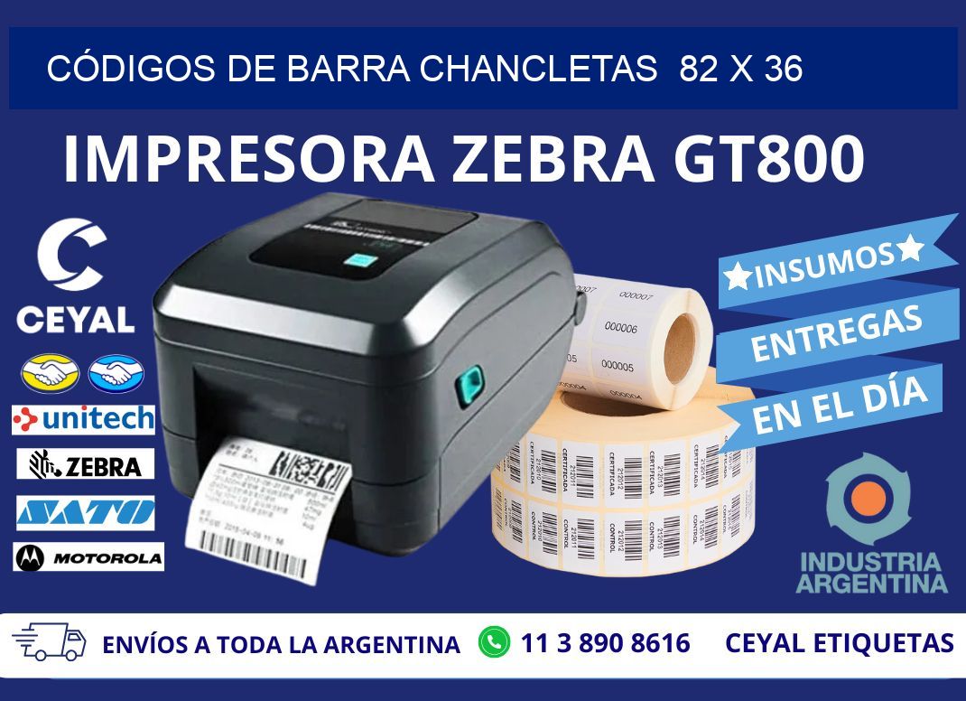 CÓDIGOS DE BARRA CHANCLETAS  82 x 36