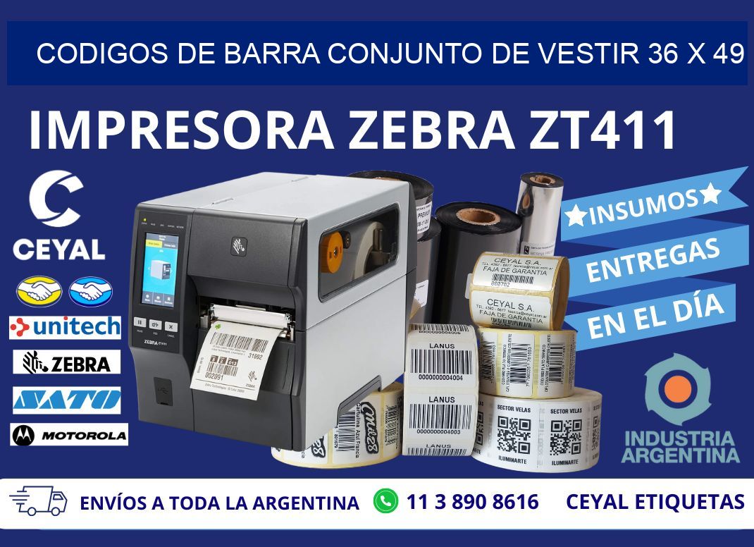 CODIGOS DE BARRA CONJUNTO DE VESTIR 36 x 49
