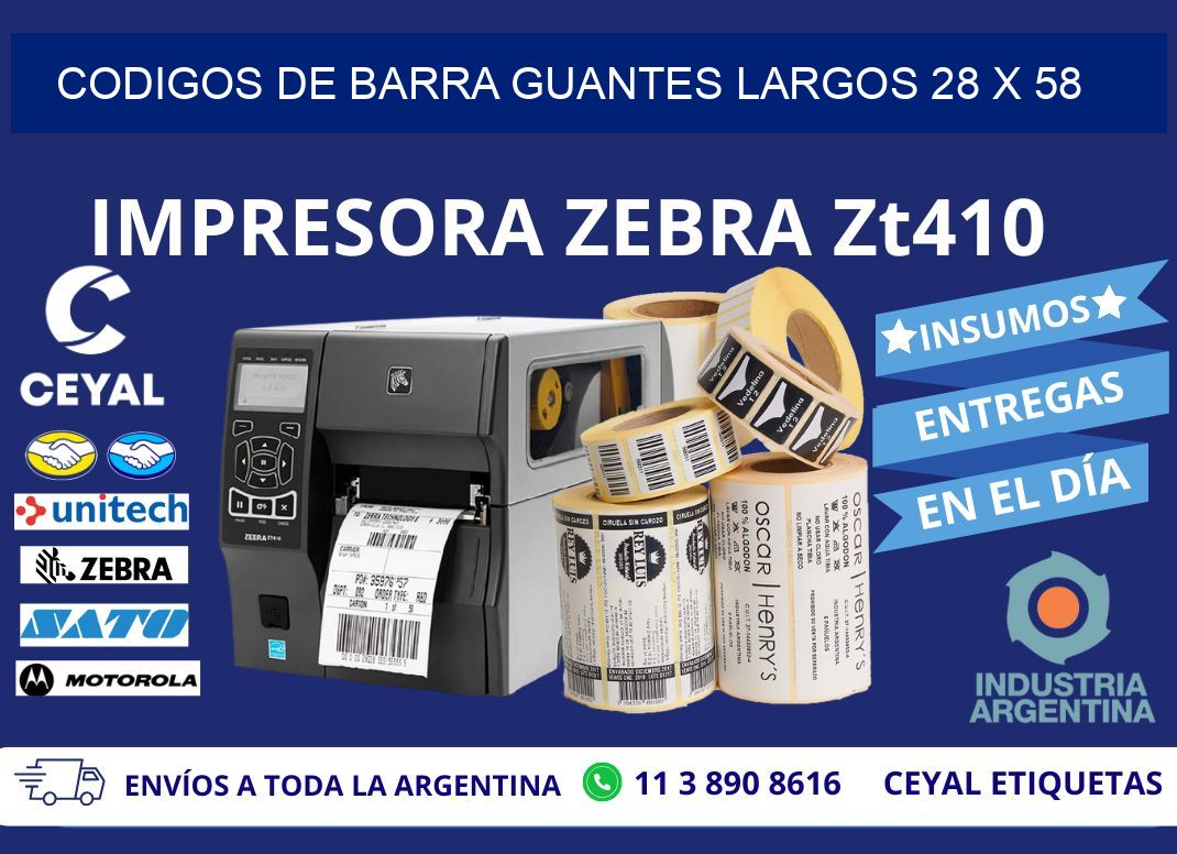 CODIGOS DE BARRA GUANTES LARGOS 28 x 58