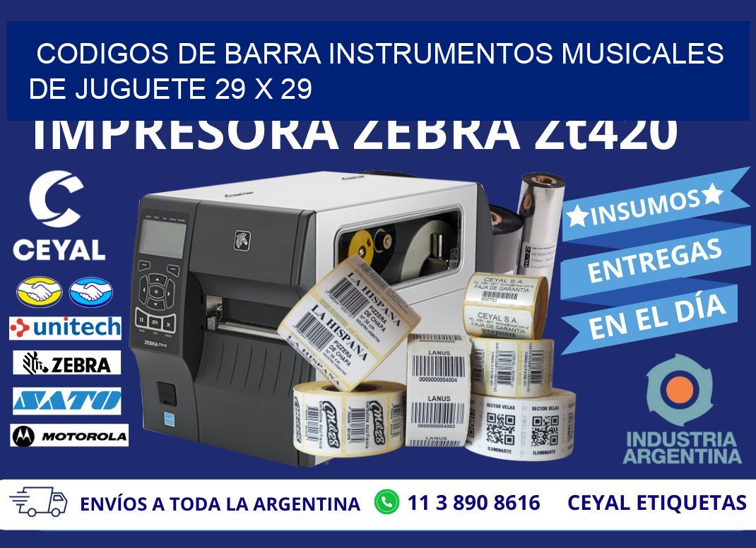 CODIGOS DE BARRA INSTRUMENTOS MUSICALES DE JUGUETE 29 x 29