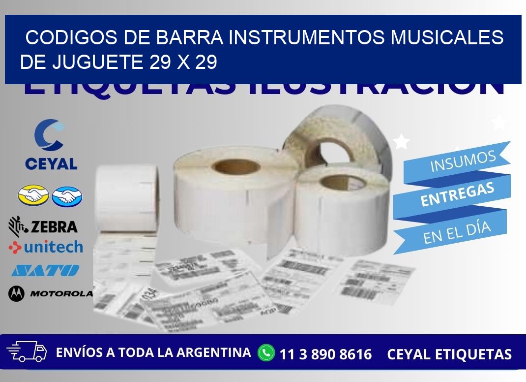 CODIGOS DE BARRA INSTRUMENTOS MUSICALES DE JUGUETE 29 x 29