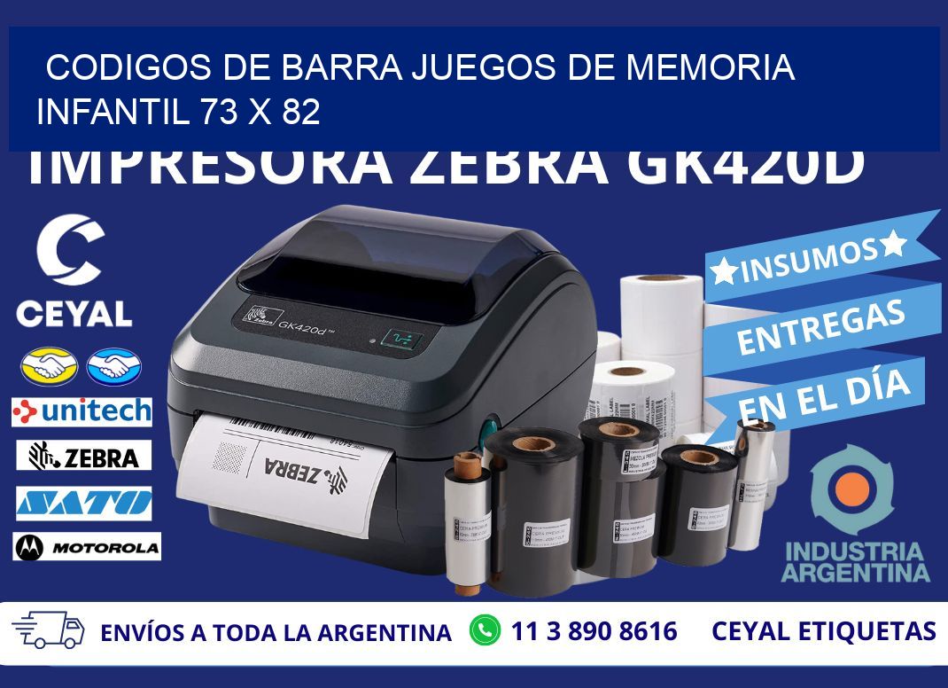 CODIGOS DE BARRA JUEGOS DE MEMORIA INFANTIL 73 x 82