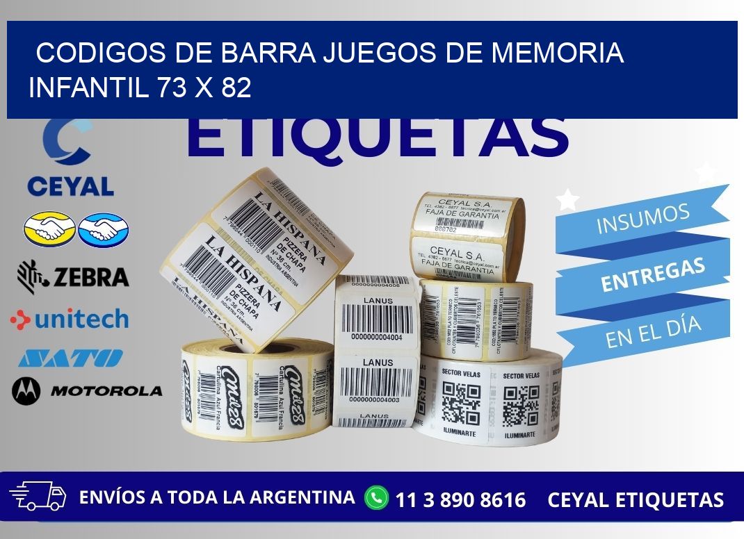 CODIGOS DE BARRA JUEGOS DE MEMORIA INFANTIL 73 x 82