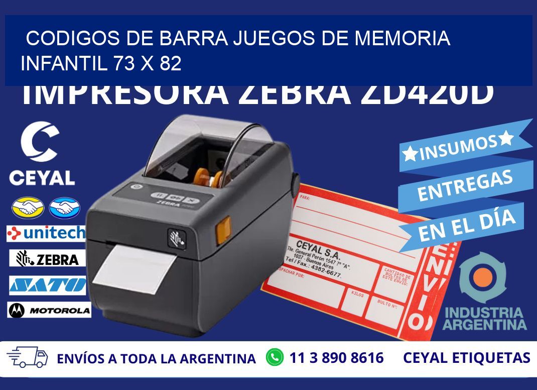 CODIGOS DE BARRA JUEGOS DE MEMORIA INFANTIL 73 x 82