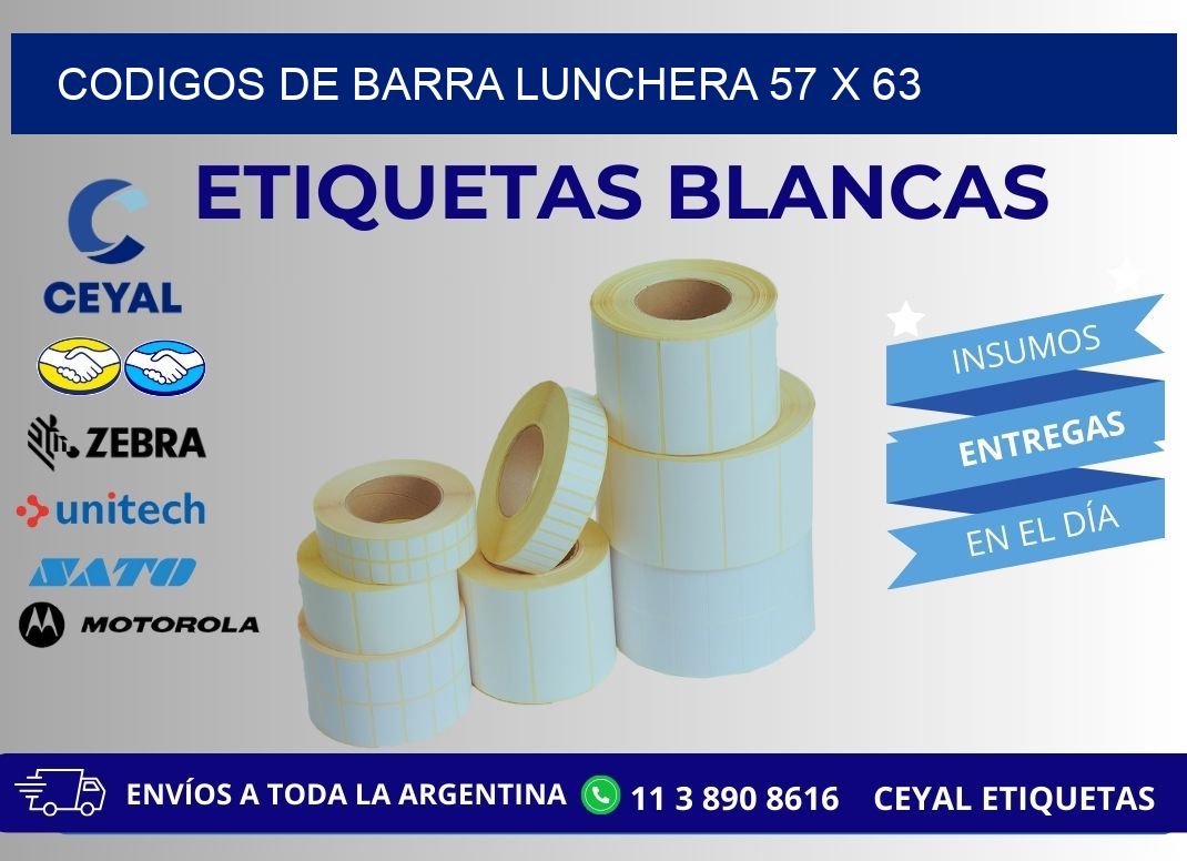 CODIGOS DE BARRA LUNCHERA 57 x 63