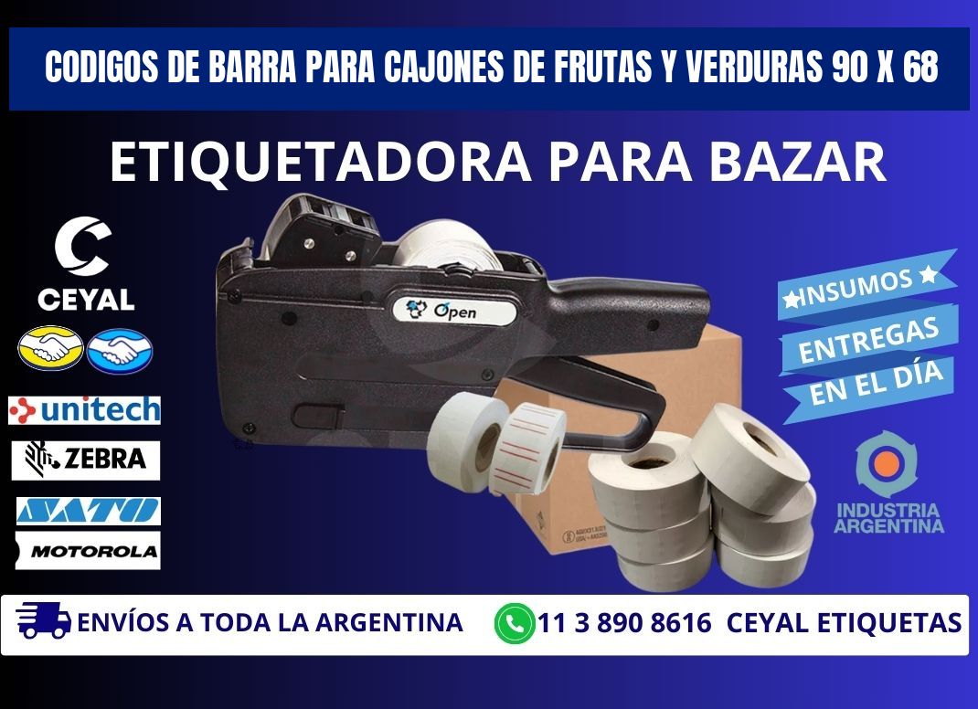 CODIGOS DE BARRA PARA CAJONES DE FRUTAS Y VERDURAS 90 x 68