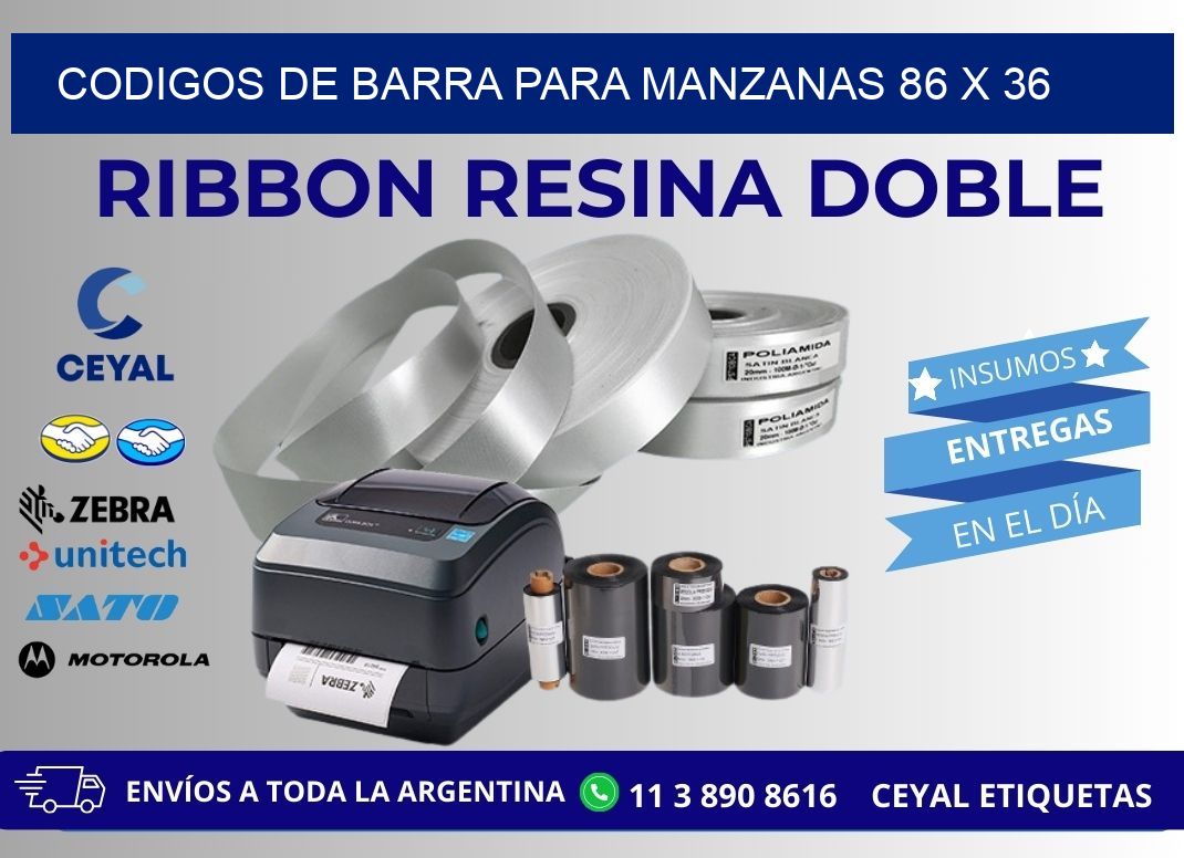 CODIGOS DE BARRA PARA MANZANAS 86 x 36