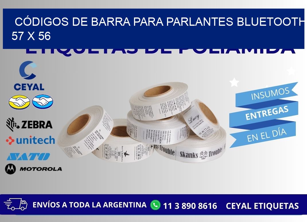 CÓDIGOS DE BARRA PARA PARLANTES BLUETOOTH 57 x 56