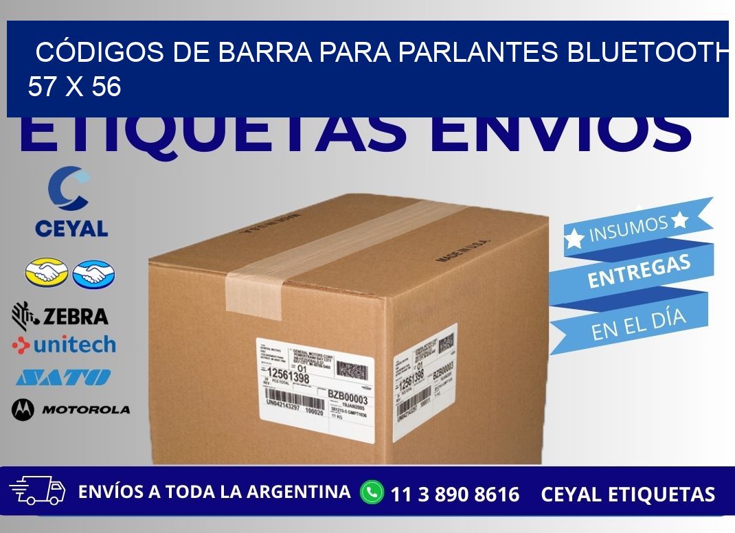 CÓDIGOS DE BARRA PARA PARLANTES BLUETOOTH 57 x 56