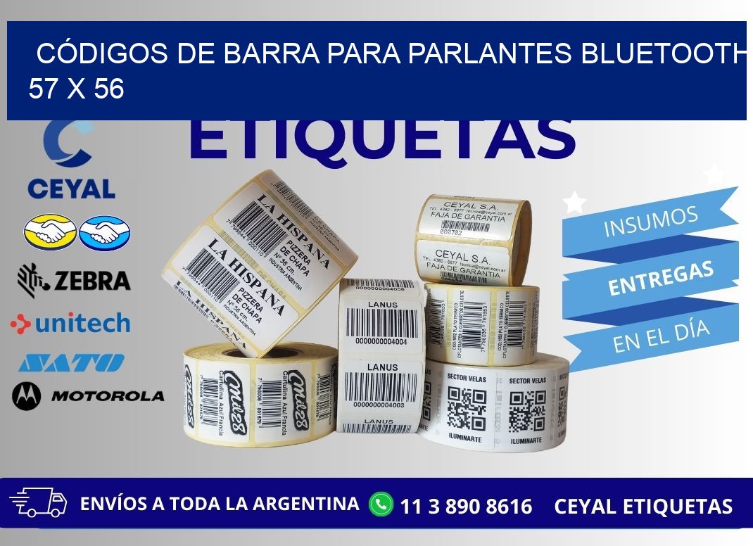 CÓDIGOS DE BARRA PARA PARLANTES BLUETOOTH 57 x 56