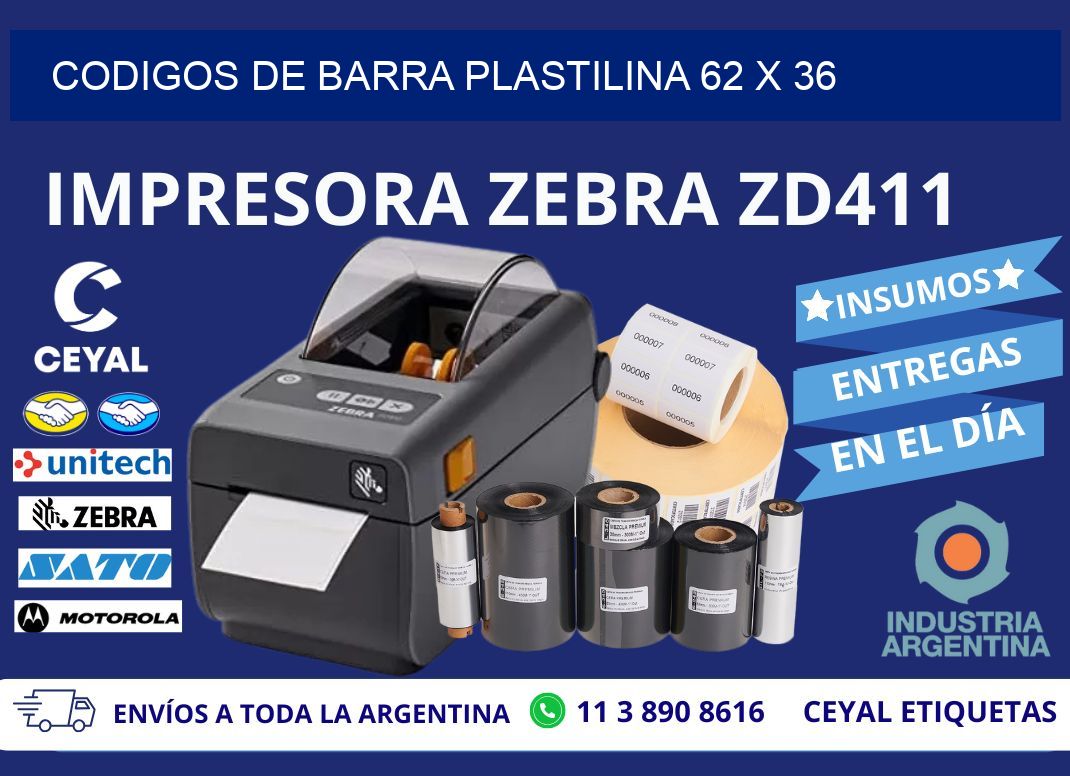 CODIGOS DE BARRA PLASTILINA 62 x 36