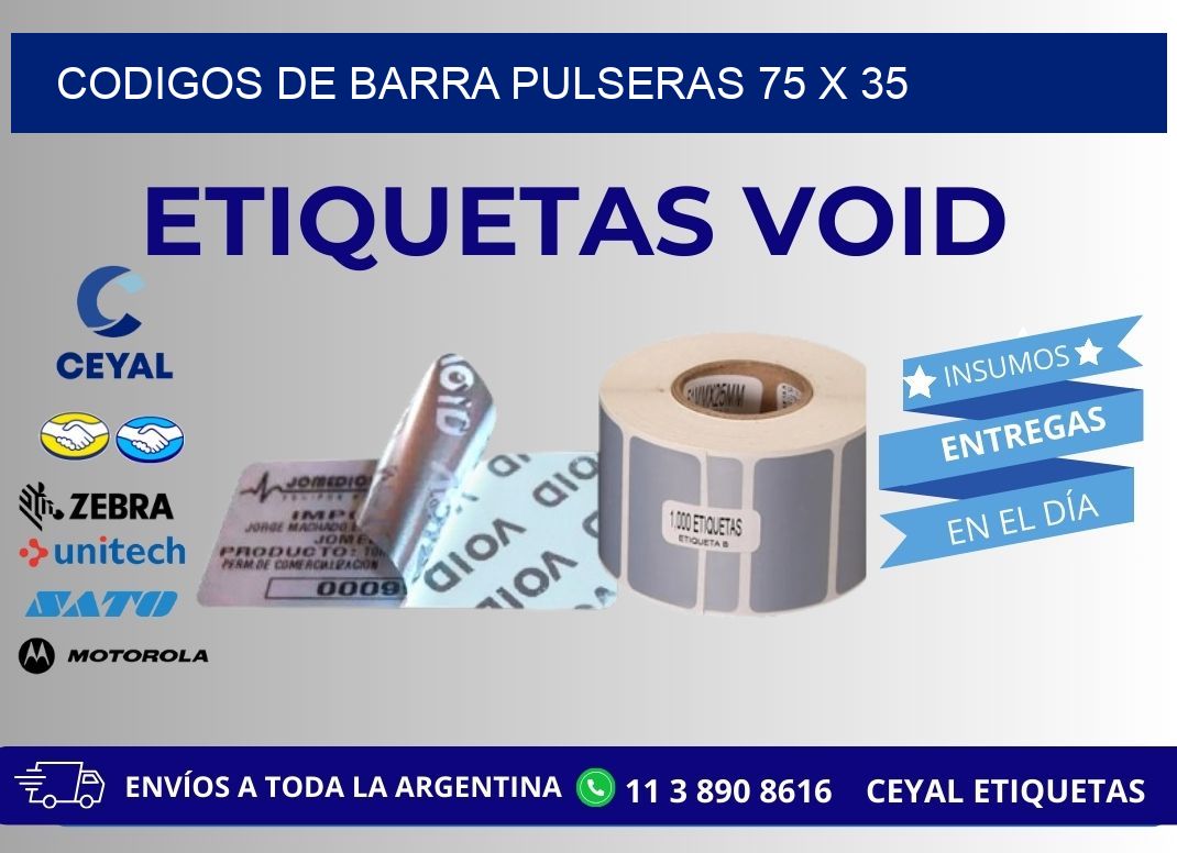 CODIGOS DE BARRA PULSERAS 75 x 35