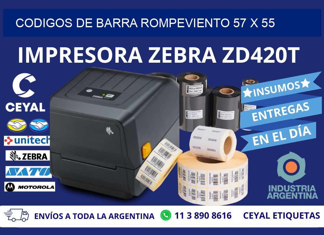 CODIGOS DE BARRA ROMPEVIENTO 57 x 55