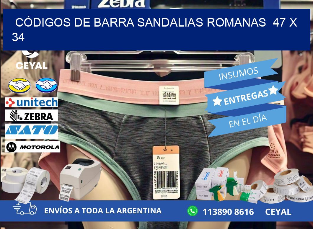 CÓDIGOS DE BARRA SANDALIAS ROMANAS  47 x 34