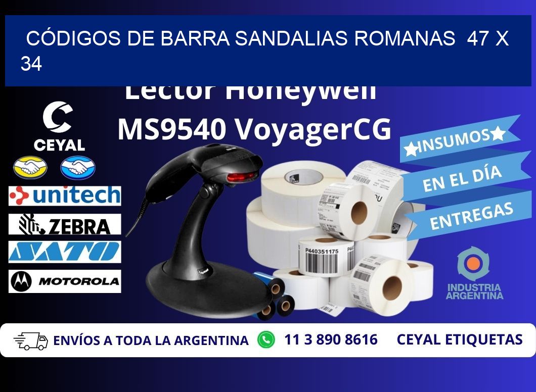 CÓDIGOS DE BARRA SANDALIAS ROMANAS  47 x 34