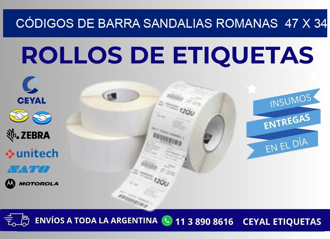 CÓDIGOS DE BARRA SANDALIAS ROMANAS  47 x 34