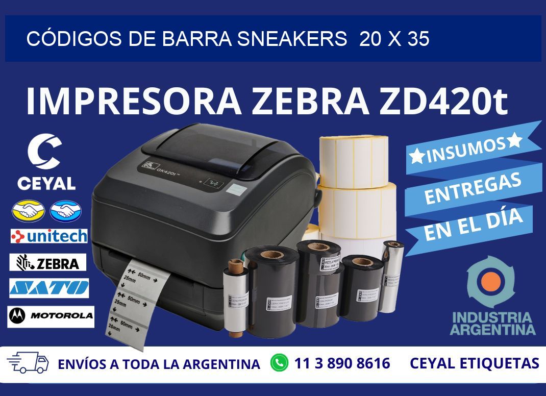CÓDIGOS DE BARRA SNEAKERS  20 x 35