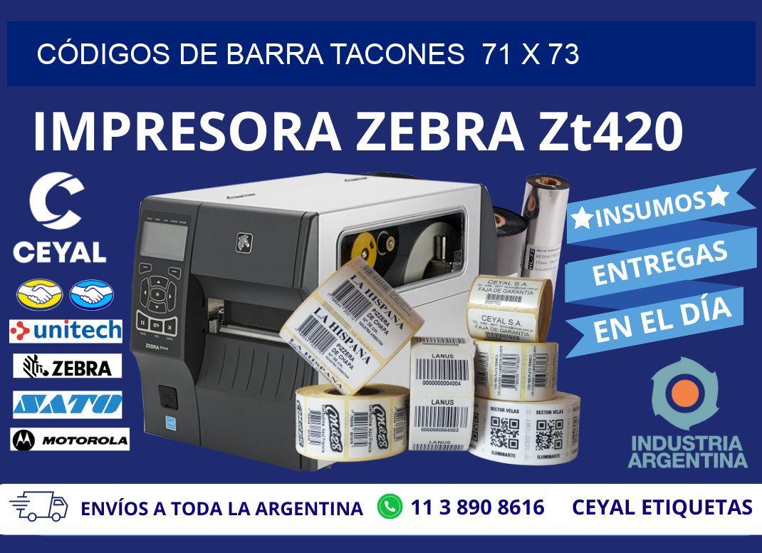 CÓDIGOS DE BARRA TACONES  71 x 73