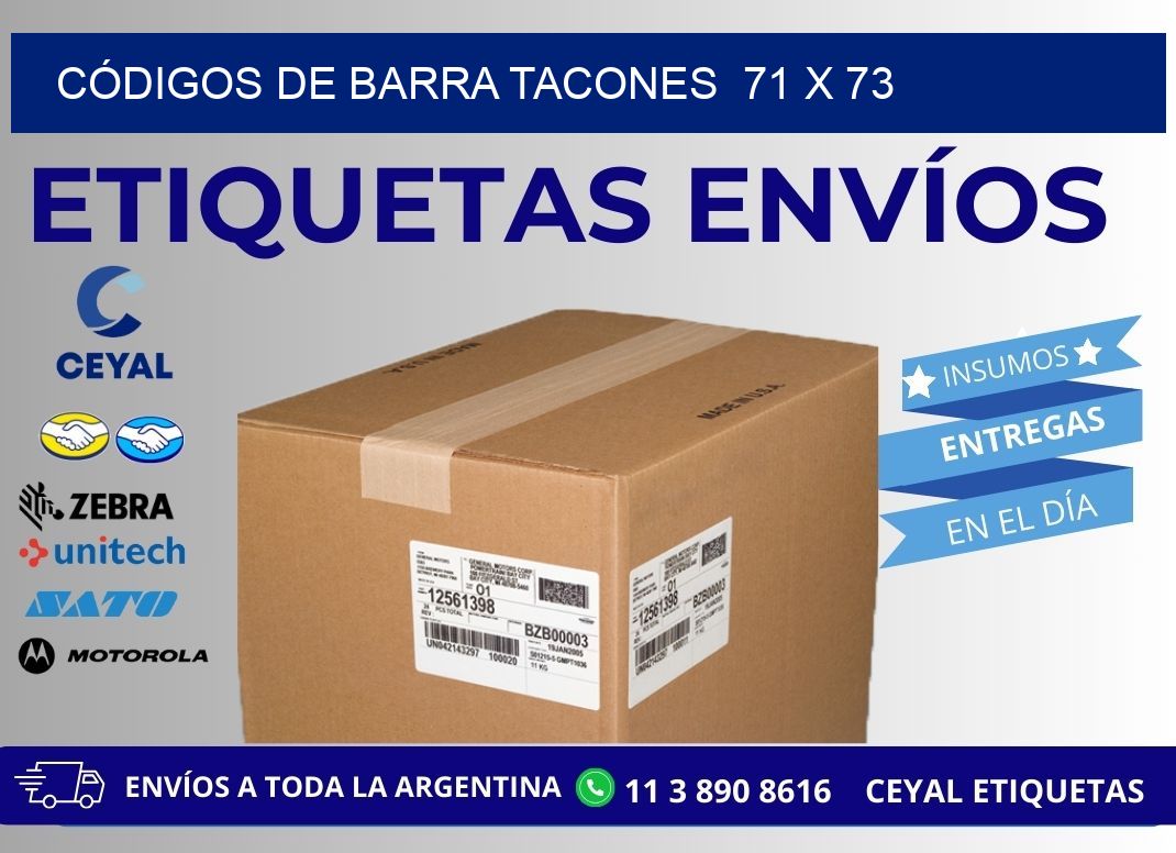 CÓDIGOS DE BARRA TACONES  71 x 73