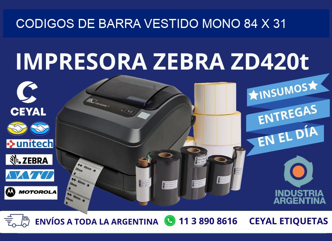 CODIGOS DE BARRA VESTIDO MONO 84 x 31