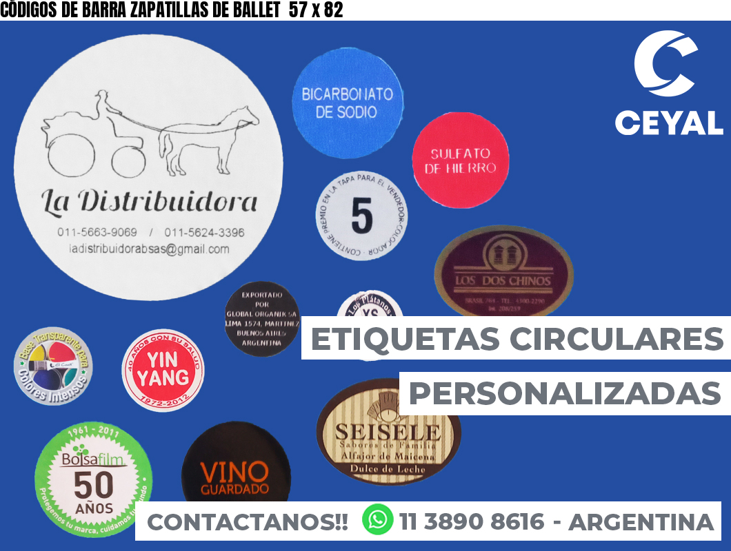 CÓDIGOS DE BARRA ZAPATILLAS DE BALLET  57 x 82