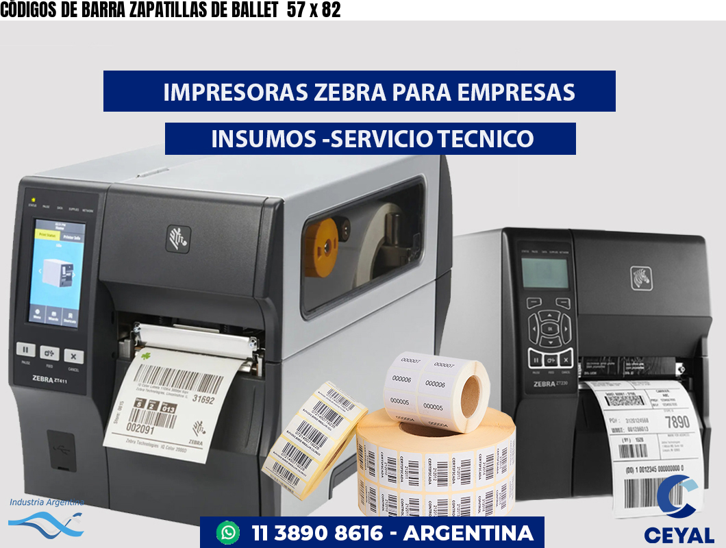 CÓDIGOS DE BARRA ZAPATILLAS DE BALLET  57 x 82