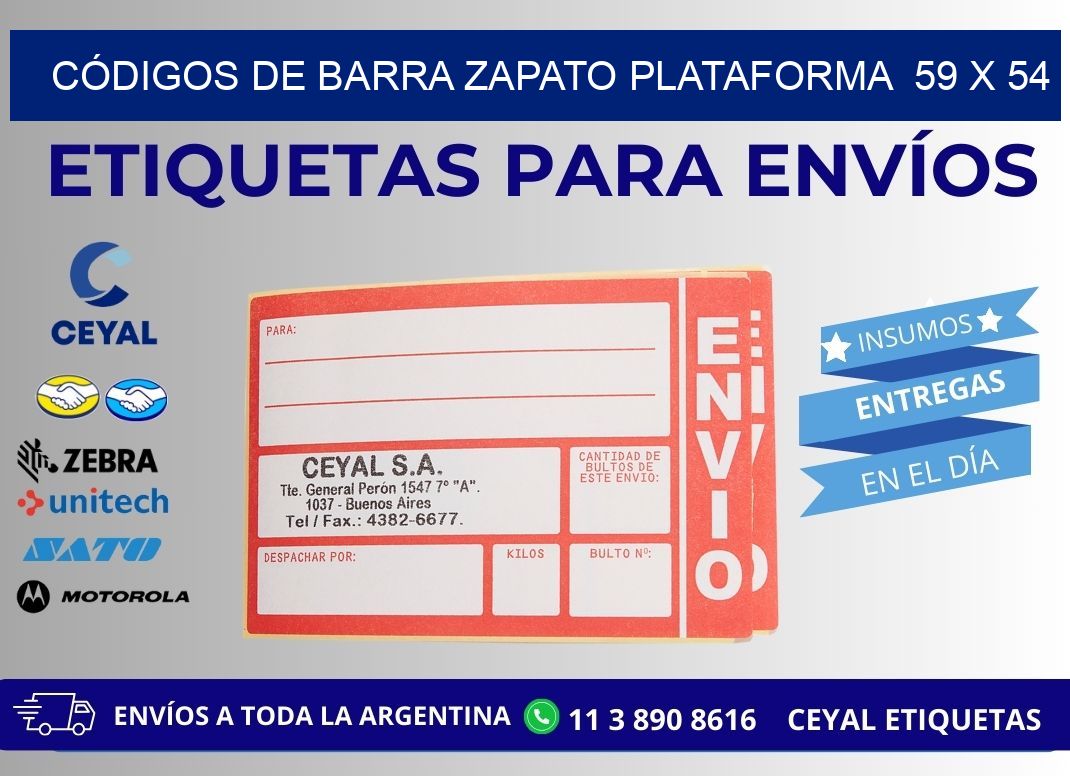 CÓDIGOS DE BARRA ZAPATO PLATAFORMA  59 x 54