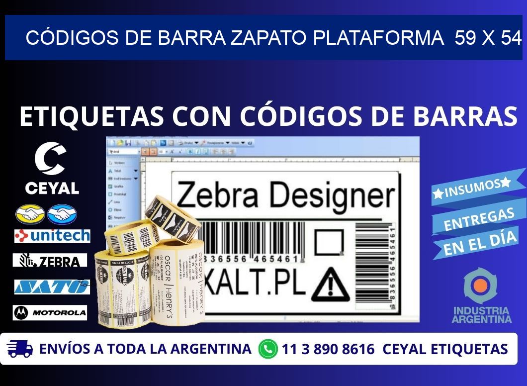 CÓDIGOS DE BARRA ZAPATO PLATAFORMA  59 x 54