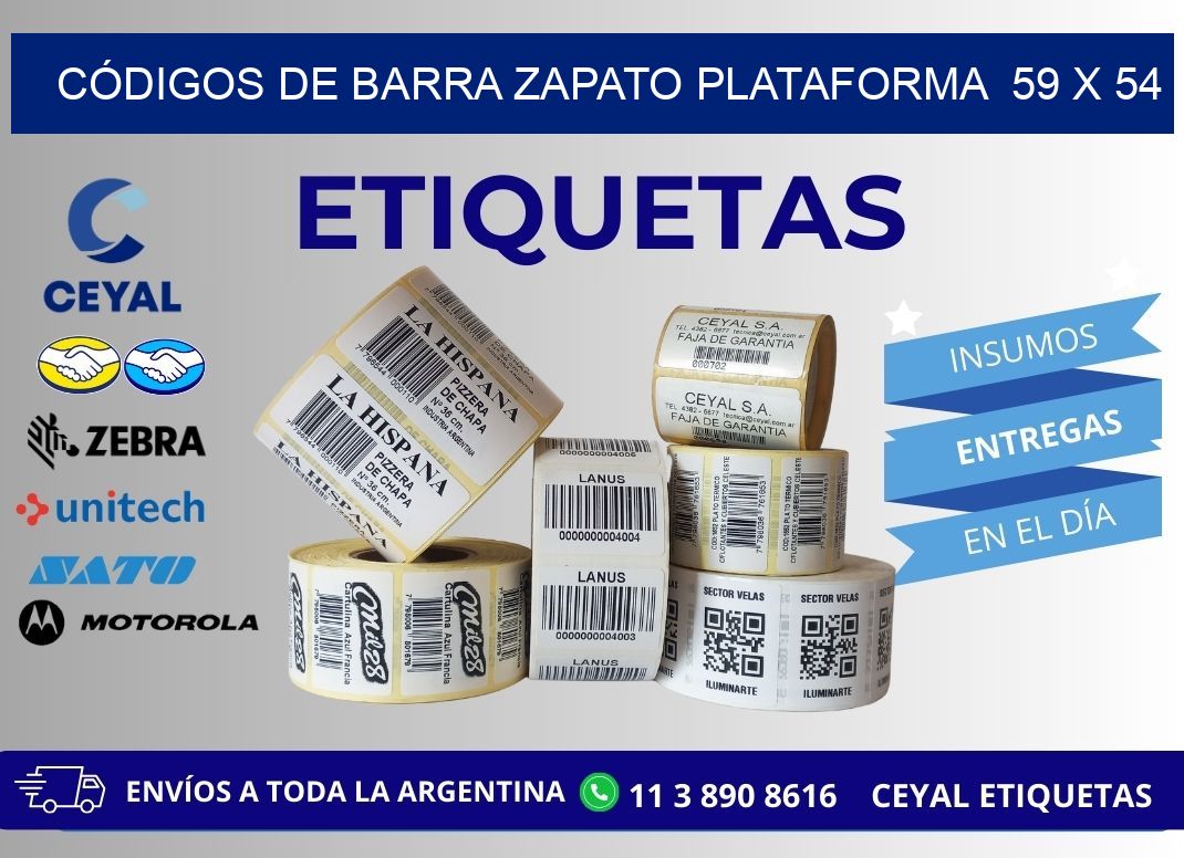 CÓDIGOS DE BARRA ZAPATO PLATAFORMA  59 x 54