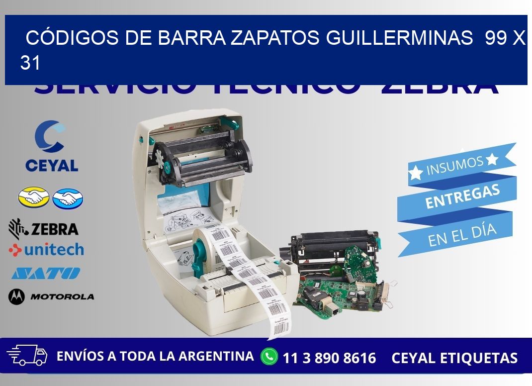 CÓDIGOS DE BARRA ZAPATOS GUILLERMINAS  99 x 31
