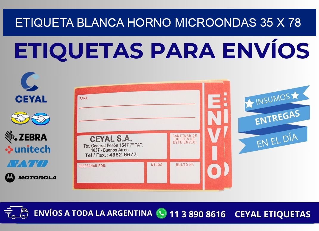 ETIQUETA BLANCA HORNO MICROONDAS 35 x 78