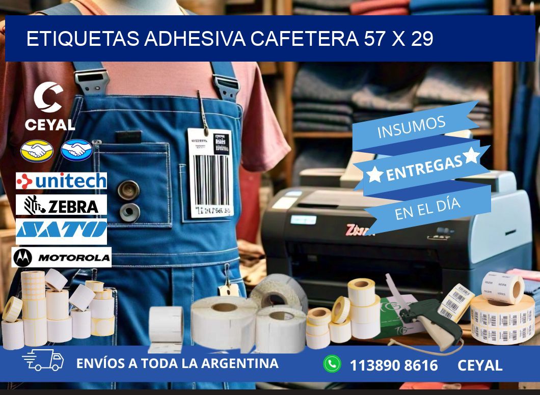 ETIQUETAS ADHESIVA CAFETERA 57 x 29