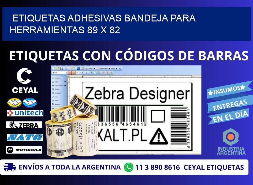 ETIQUETAS ADHESIVAS BANDEJA PARA HERRAMIENTAS 89 x 82