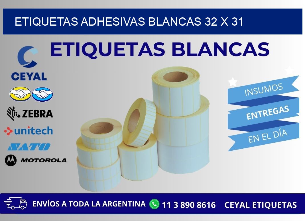 ETIQUETAS ADHESIVAS BLANCAS 32 x 31