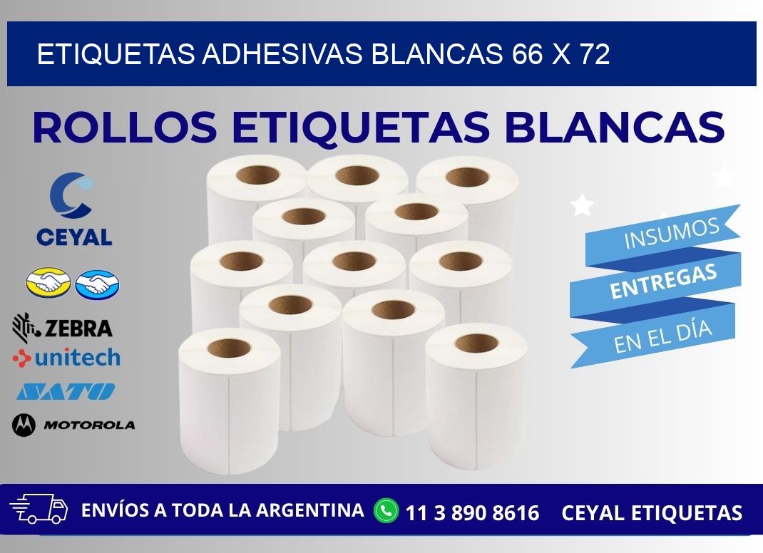 ETIQUETAS ADHESIVAS BLANCAS 66 x 72