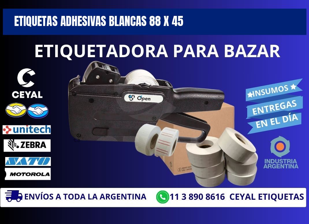 ETIQUETAS ADHESIVAS BLANCAS 88 x 45