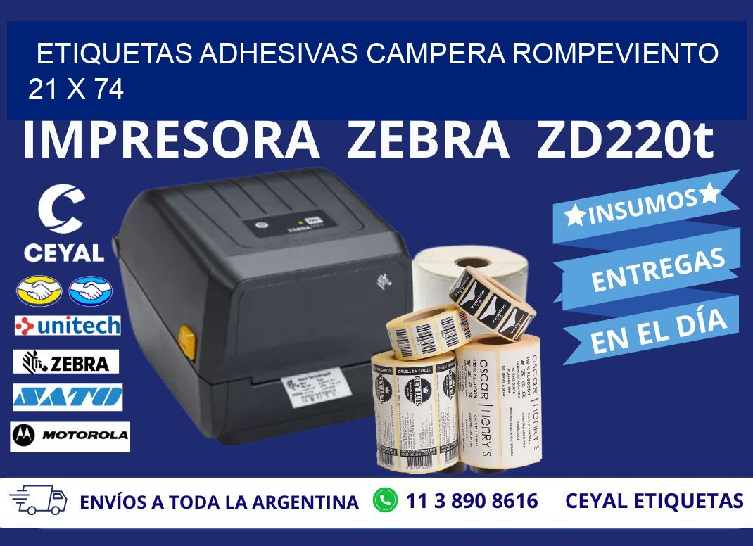 ETIQUETAS ADHESIVAS CAMPERA ROMPEVIENTO 21 x 74