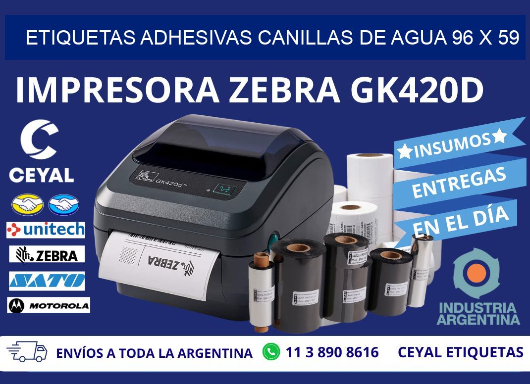 ETIQUETAS ADHESIVAS CANILLAS DE AGUA 96 x 59