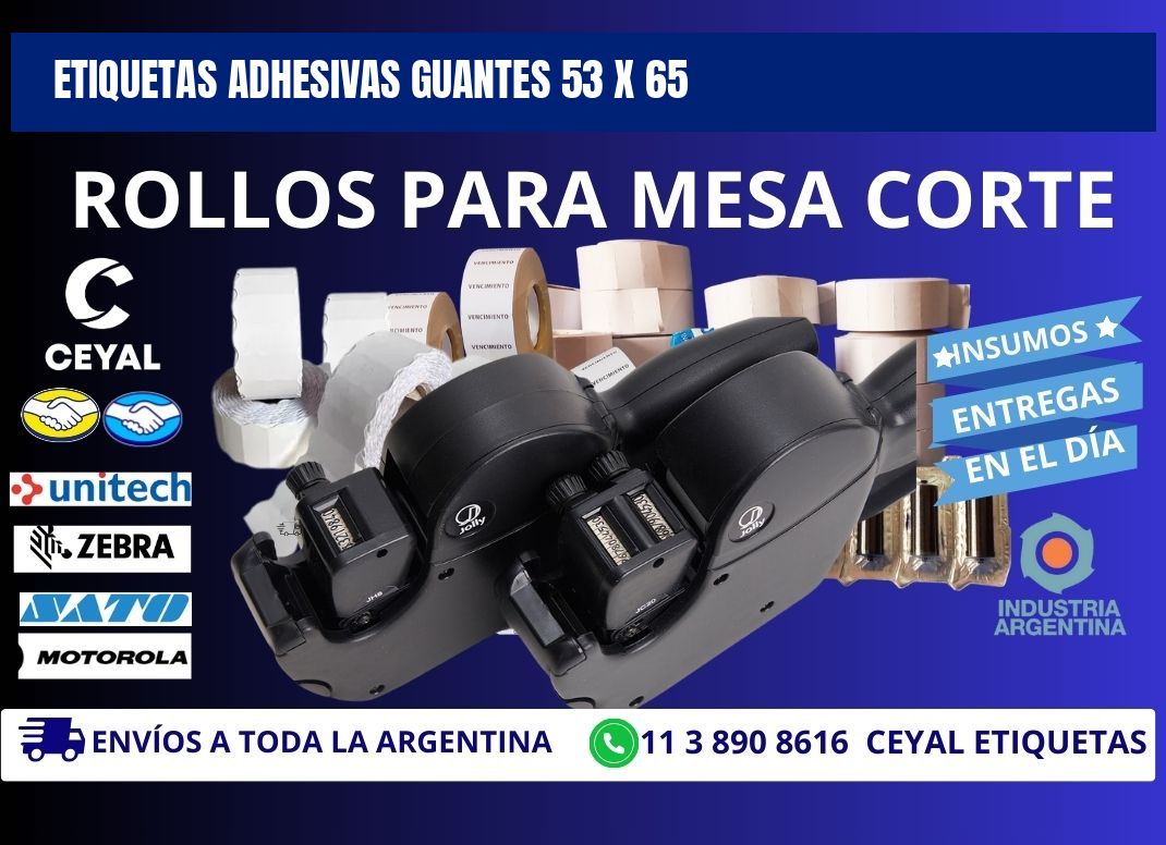 ETIQUETAS ADHESIVAS GUANTES 53 x 65