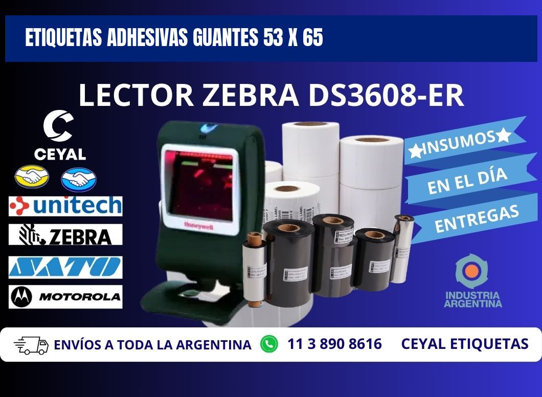 ETIQUETAS ADHESIVAS GUANTES 53 x 65